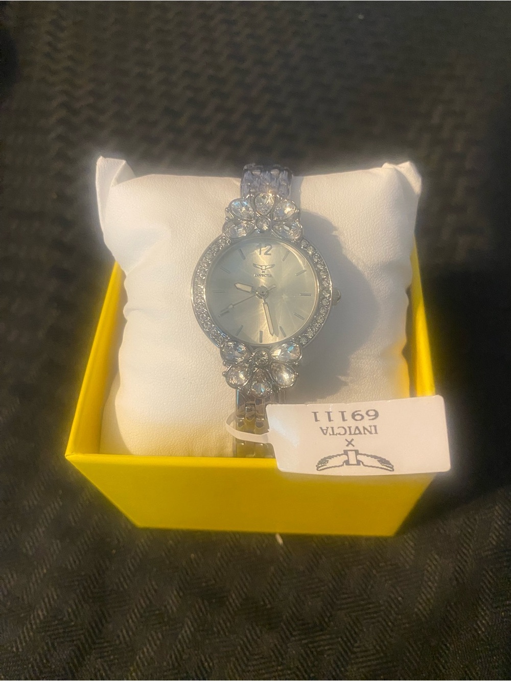 Invicta Silver Crystal Floral Accent Women's Watch